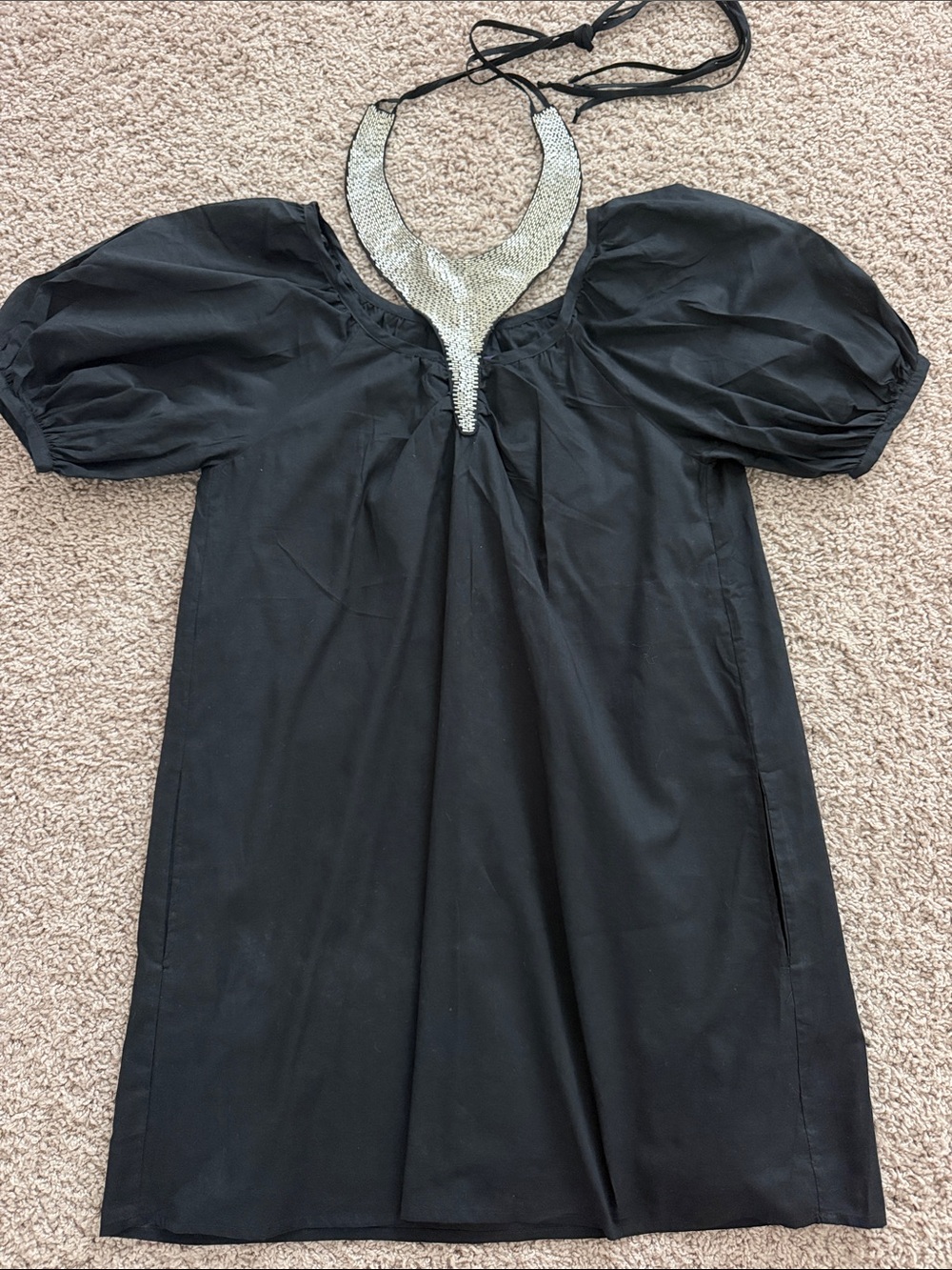 Vava by Joy Han Black Mini Dress with Puff Sleeves